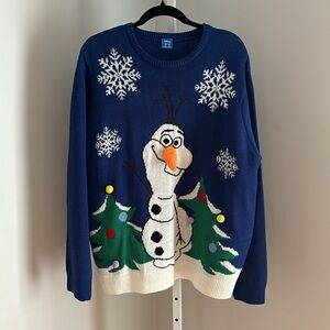 Disney Snowman Olaf Christmas Sweater 3D Nose Unisex Size XXL